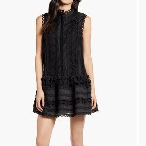 Endless Rose Crochet Mini Black Dress Romantic Lace Sleeveless XS
